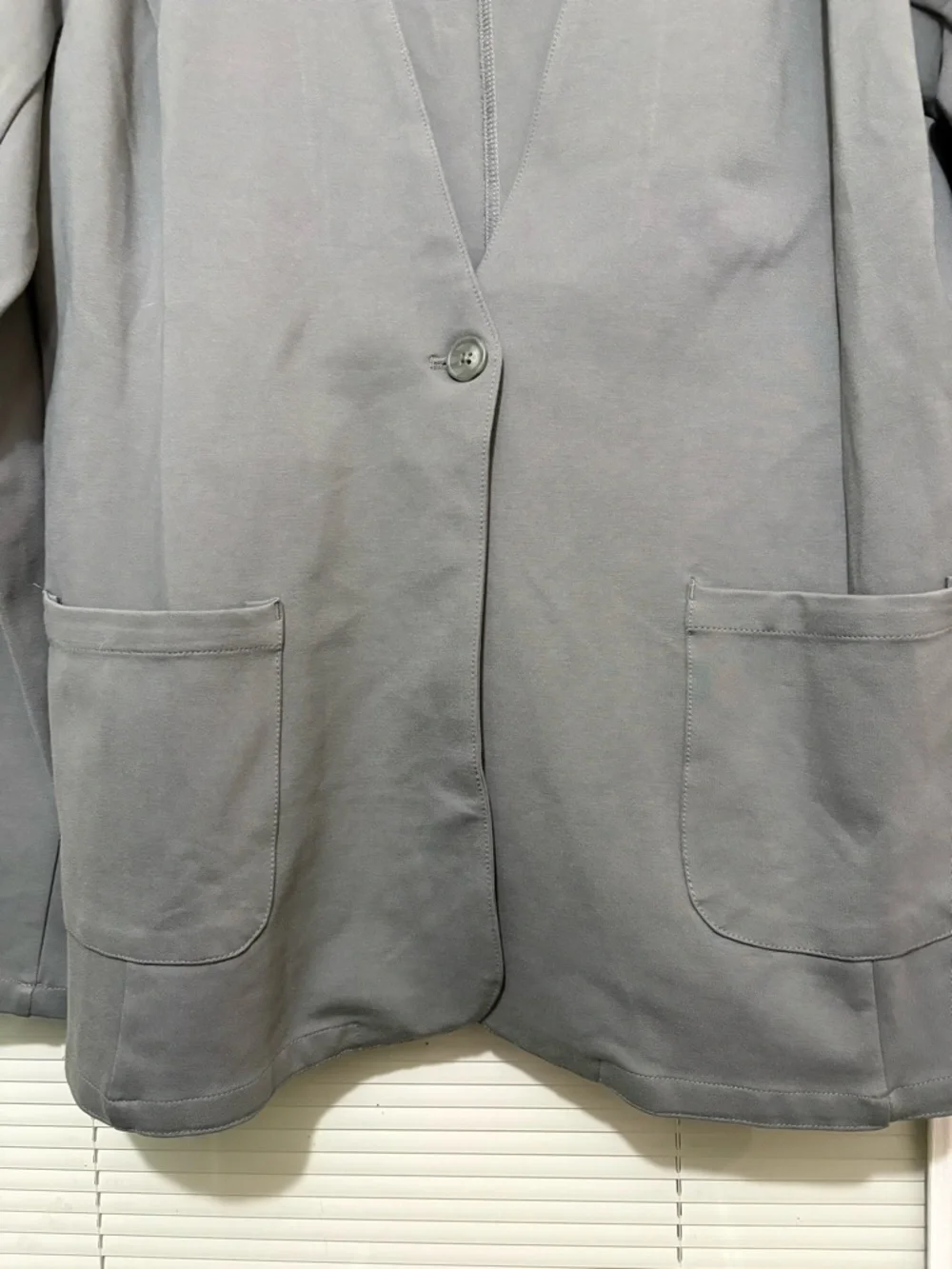 NWT Peach Women’s Storm Gray Ponte Power Blazer Gym Career Size Large